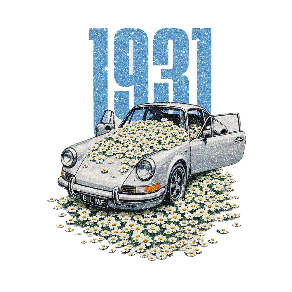 Vintage Flower Classic Car Glitter Sticker